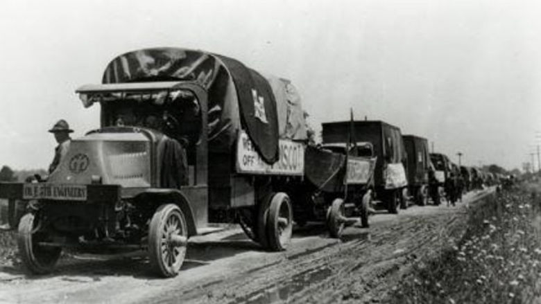 A photo of President Eisenhower's 1919 Convoy across the U.S.