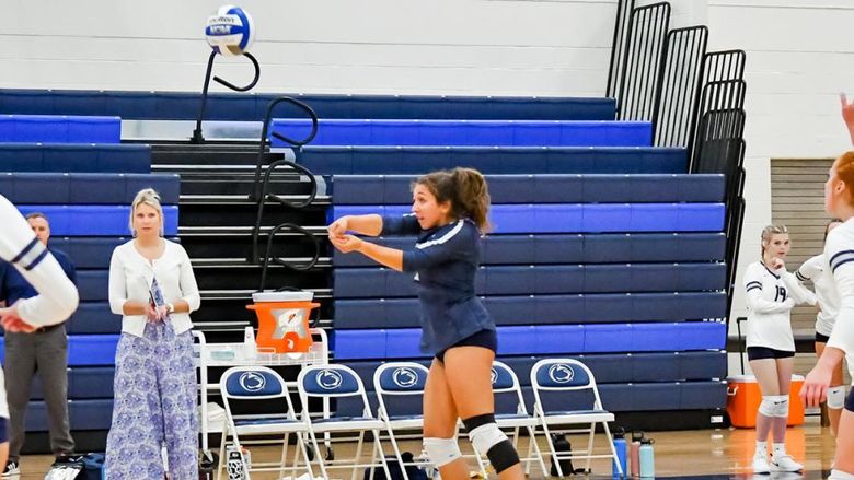 Penn State Altoona volleyball player Anna Batrus in action