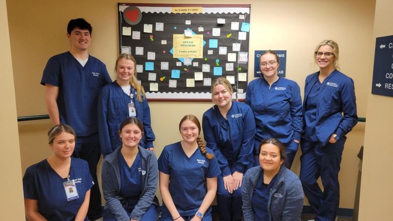 Penn State Altoona nursing students participating in the wellness board resource.