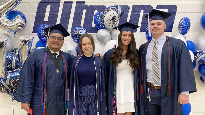 Megan McConnell and friends at the spring 2022 commencement ceremony