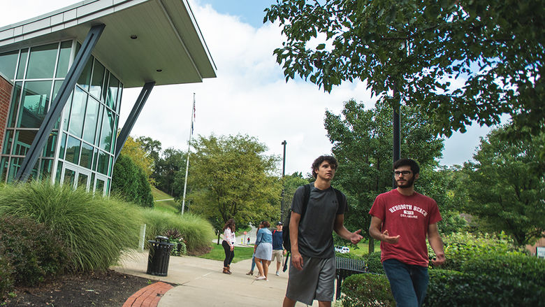 students walking on Penn State Greater Allegheny campus