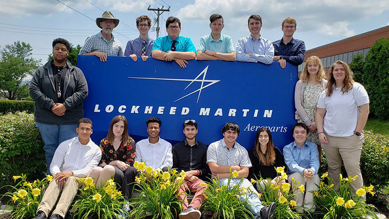 Summer 2019 Engineering Ahead students and faculty visit a Lockheed Martin facility
