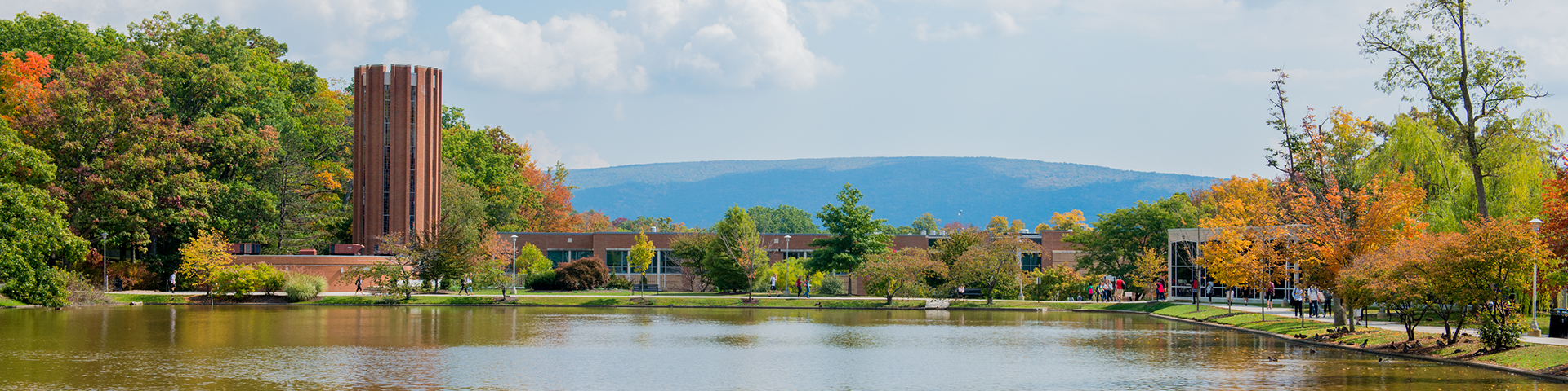 the reflecting pond with the Eve Chapel in the background