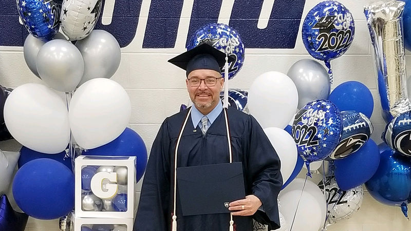 Kevin Karpovich at his graduation ceremony