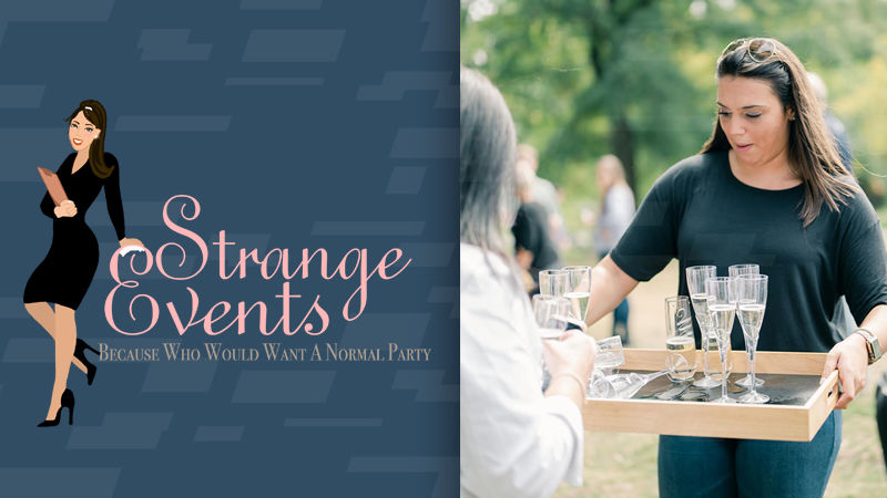 Strange Events logo and photo of Beth Strange