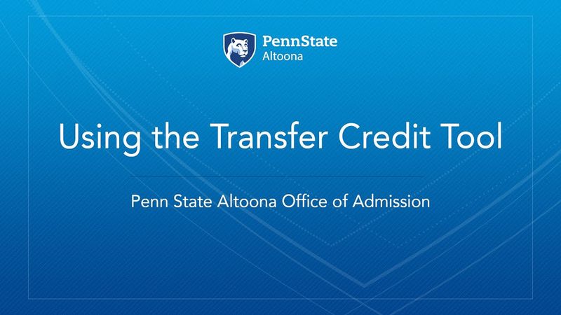 Using the Transfer Credit Tool