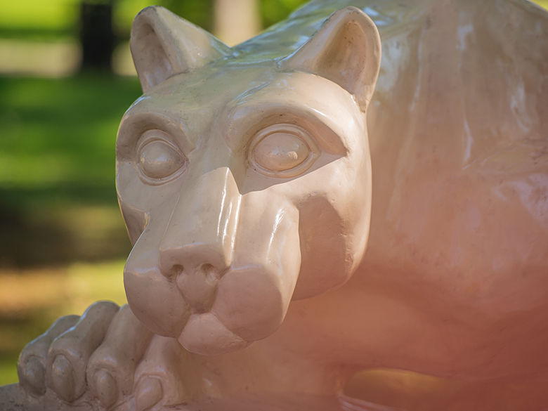 A close-up of Penn State Altoona's Lion Shrine