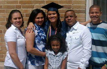 Fisher celebrates her Penn State Altoona graduation with her family.