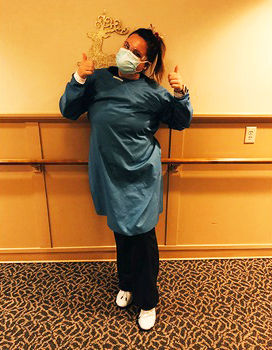 Allyson Givler in mask and scrubs