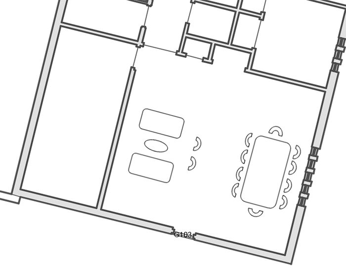 Floor Plan for the Social Room of the Edith Davis Eve Memorial Chapel at Penn State Altoona