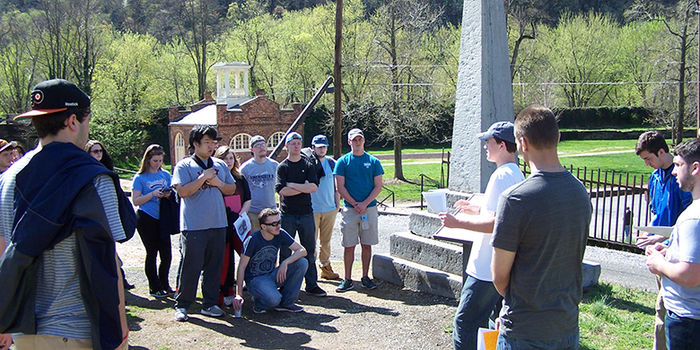 History students visiting a historical site