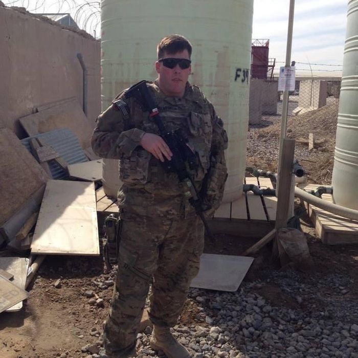 Michaal Balmford in Kandahar, Afghanistan, Sept. 2012 preparing for a mission 