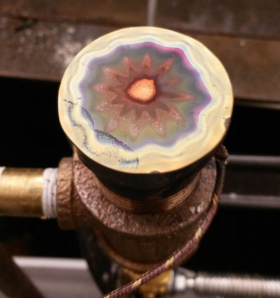 Oxide layers formed on copper discs kept just barely below their melting temperature.