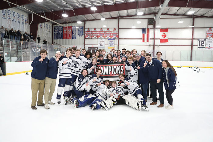Team photo after the College Hockey East championship win.