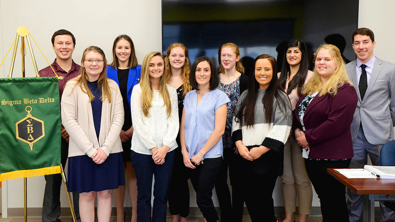 Twelve students were inducted into the Penn State Altoona chapter of Sigma Beta Delta Business honor society.