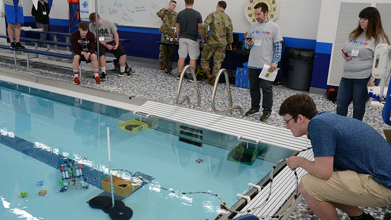 Student compete in the sea portion of the SeAL challenge