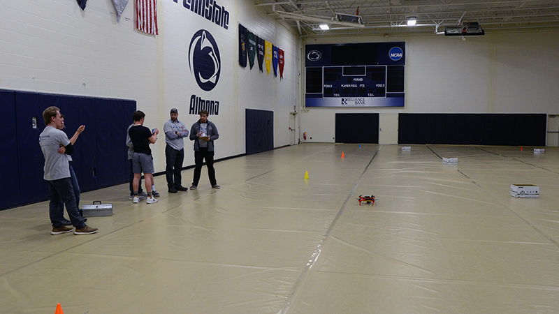 Student teams compete in the air portion of the SeAL challenge on Friday, April 12 at Penn State Altoona.