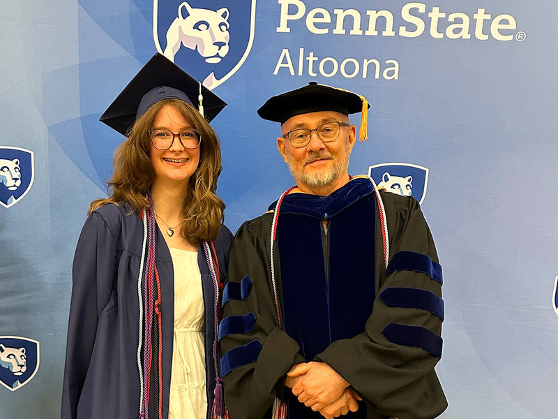 Honors graduate Kathryn Maille (left) with Dr. Doug Page.