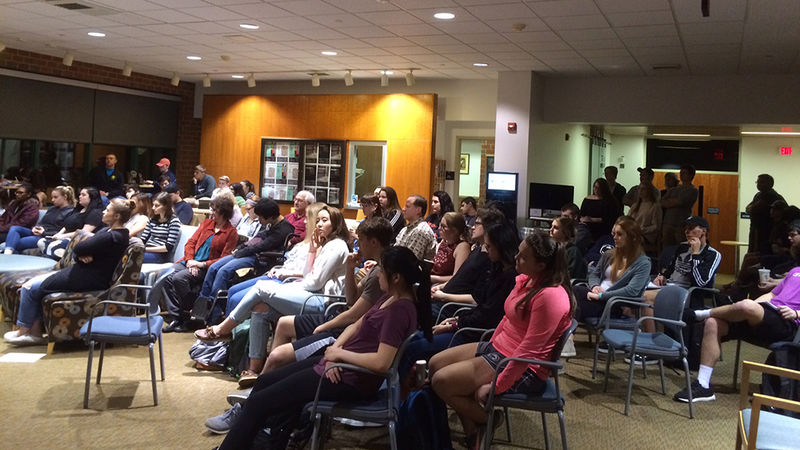 Audience members at the spring 2018 Hard Freight Cafe