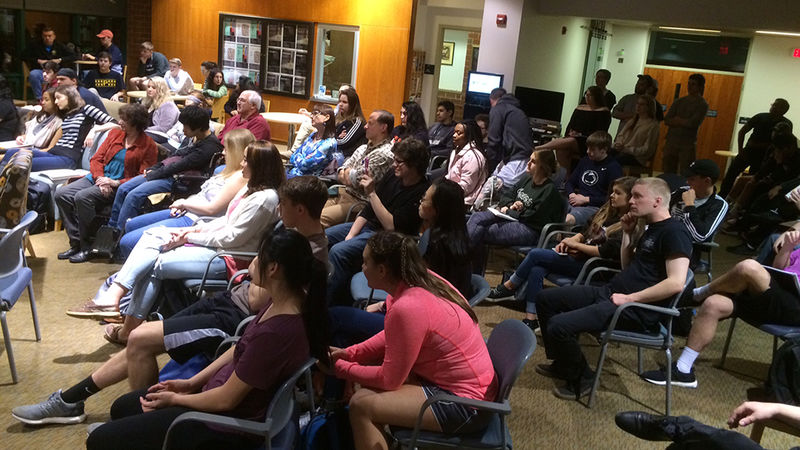 Audience members at the spring 2018 Hard Freight Cafe