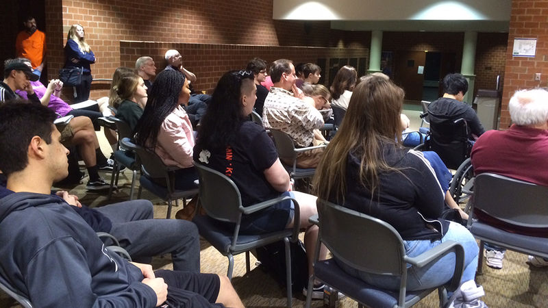 Audience members at the spring 2018 Hard Freight Cafe