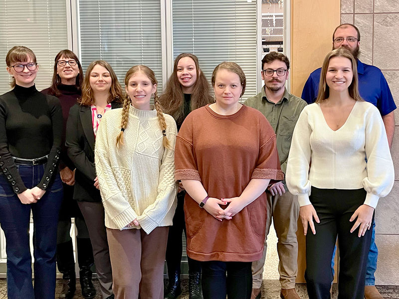 Kathryn Maille, Megan Simpson (Associate Professor of English and Women's, Gender, and Sexuality Studies), Eve Ergler, Hollie Keller, Emera Gregor, Rebecca Reeder, Aidan Pellegrino, Ella Gable, and James Miller.