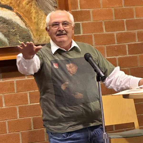 English faculty emeritus Thomas Liszka recites one of his original poems.