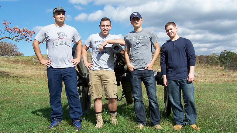 History majors exploring a battlefield