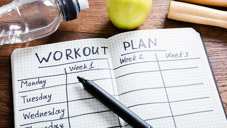 A hand-written workout plan