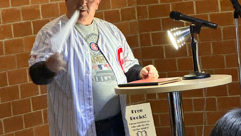 English professor emeritus Thomas Liszka performs the poem Casey at the Bat by Ernest Lawrence Thayer.