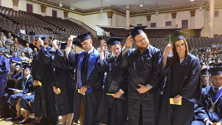 Graduates' degrees are confirmed at Fall 2016 Commencement