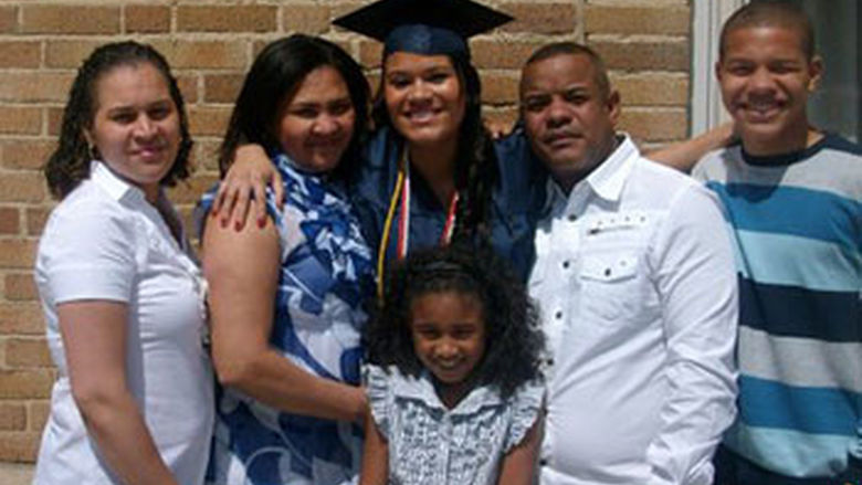 Fisher celebrates her Penn State Altoona graduation with her family.