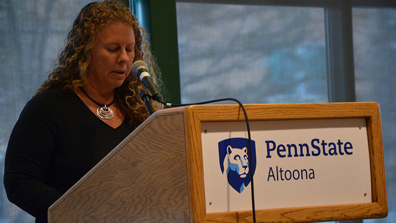 Faculty member Erin Murphy presents at the 2017 African American Read-In
