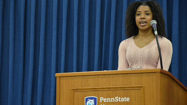 A speaker at the 2017 MLK Reflection Luncheon