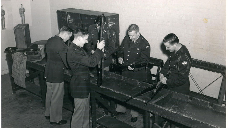 Cadets acquaint themselves with the M-1 rifle in 1953