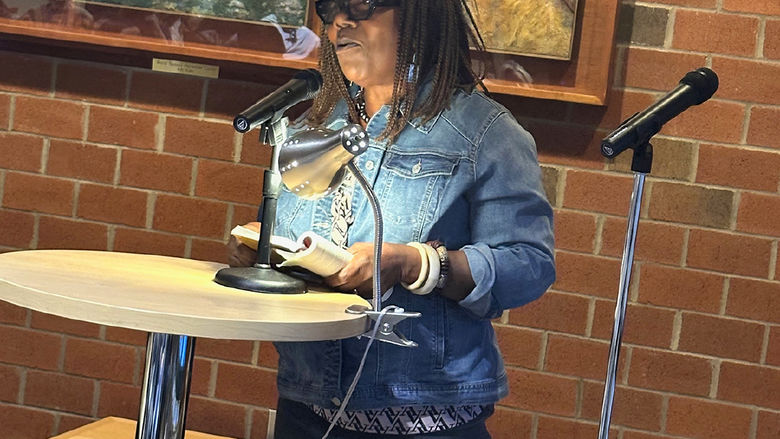 Professor Patricia Jabbeh Wesley reads a poem from her latest book.
