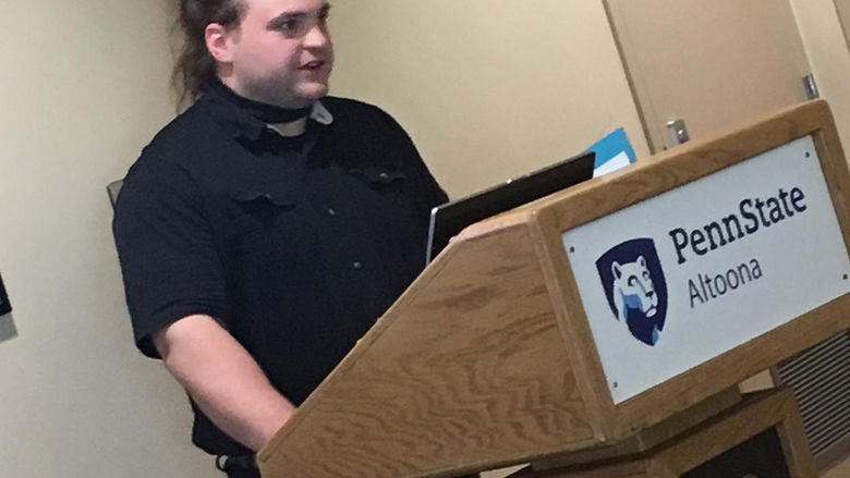 A senior English student offers a seminar presentation