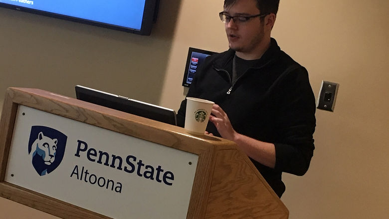 A senior English student offers a seminar presentation