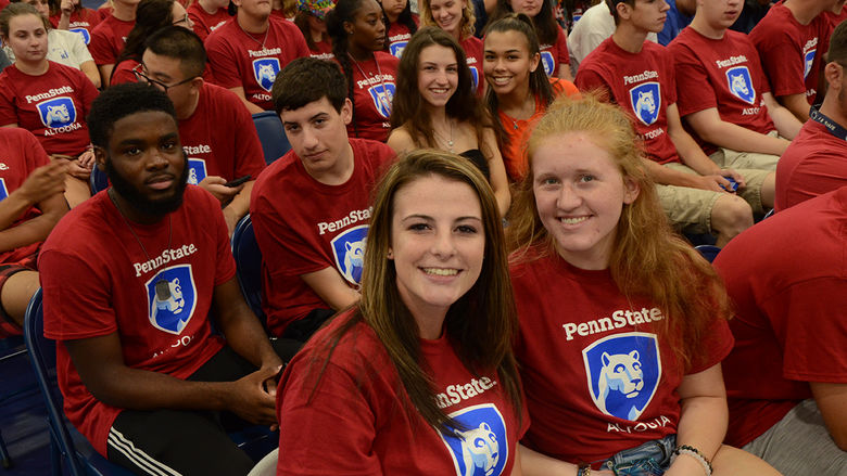 First year students pose while waiting for Academic Convocation