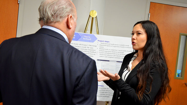 A business student discusses her internship experience.
