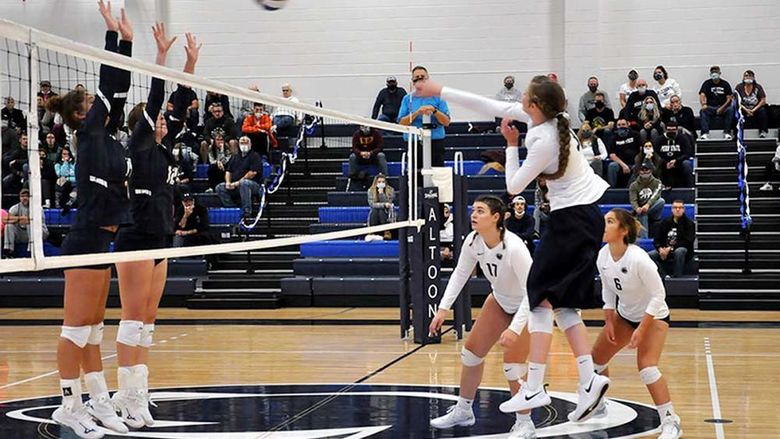 Penn State Altoona women's volleyball team in action