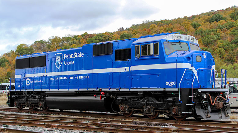 A close up of PSU 2020, a locomotive