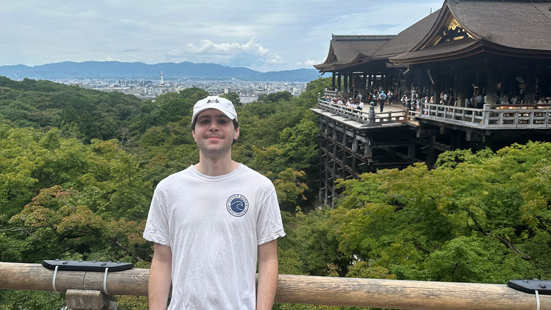 Zachary Kowalski, a 2024 communications graduate, visits a shrine in Kyoto, Japan, during his time as an intern in the country.