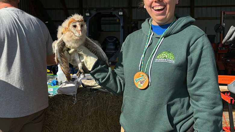 Hatch joined the PA Game Commission in banding young barn owls from a local farm—one of the happiest days of her life.