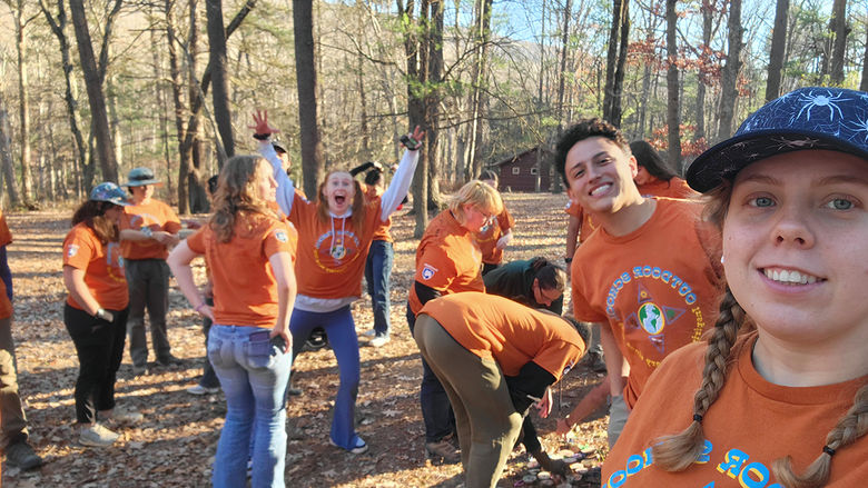 Hatch and other counselors celebrate the success at the end of Outdoor School. ODS creates a community for campers and counselors alike. 