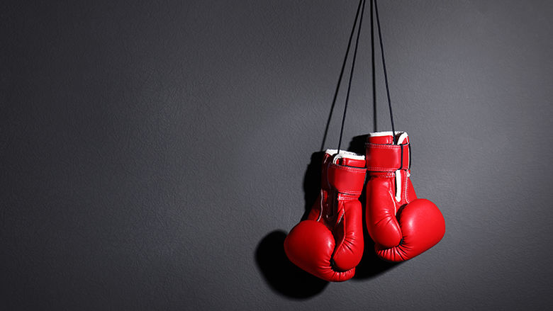 Boxing gloves hanging on a wall