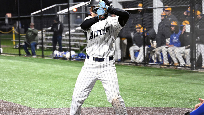 Penn State Altoona student-athlete baseball player Zach Ingold at bat