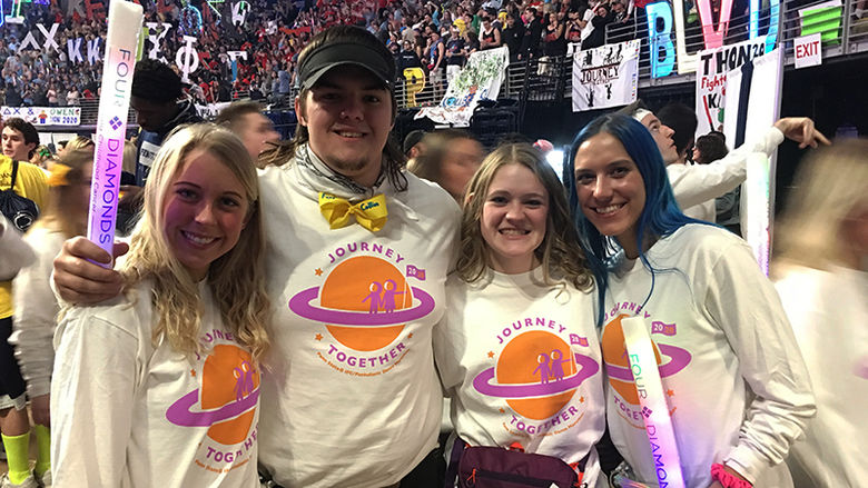 Penn State Altoona students pose for a photo at THON 2020
