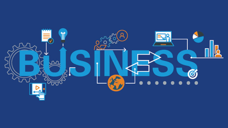 Graphic representing different aspects of careers in Business
