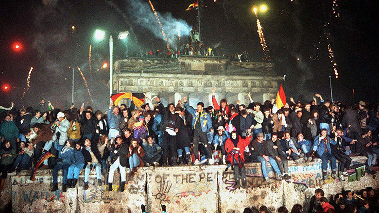 Celebrating the fall of the Berlin Wall